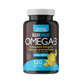 AquaOmega Omega-3 Chewables High EPA 2400 mg - Lemon (120 Chewable Softgels)
