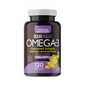 AquaOmega Omega-3 Chewables High DHA 2400 mg - Lemon (120 Chewable Softgels)