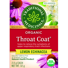 Traditional Medicinals Throat Coat Lemon Echinacea (16 Tea Bags)