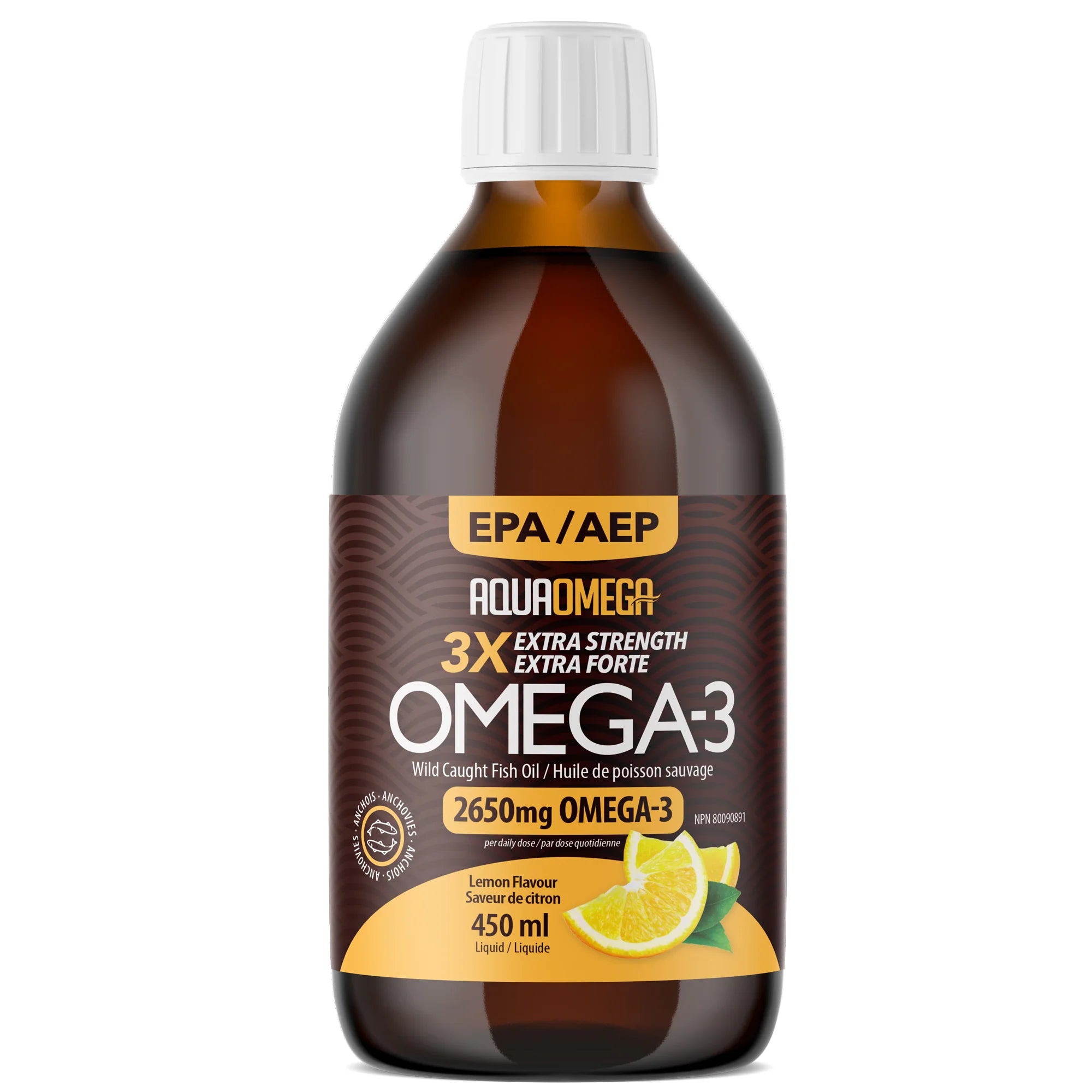 AquaOmega 3X Extra Strength EPA Omega-3 2650 mg - Lemon