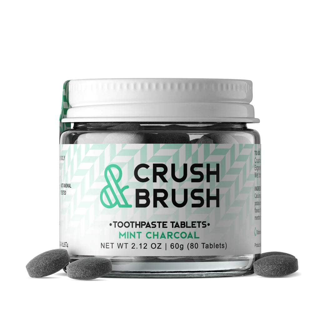 Nelson Naturals Crush & Brush Toothpaste Tablets - Mint Charcoal (80 Tablets)