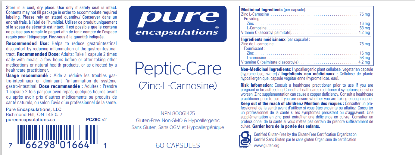 Pure Encapsulations Peptic Care (Zinc-L-Carnosine)