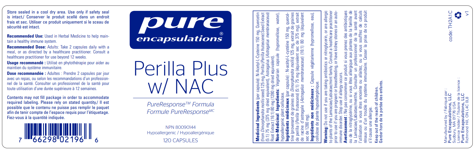 Pure Encapsulations Perilla Plus w/ NAC