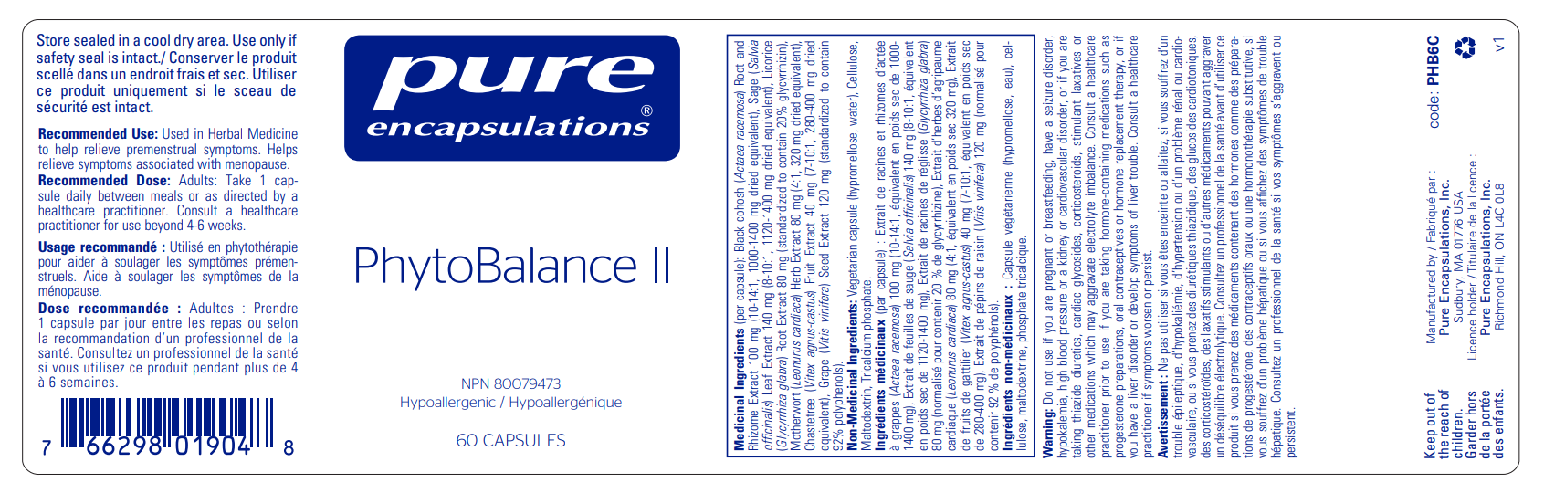 Pure Encapsulations PhytoBalance II (formerly PhytoBalance)