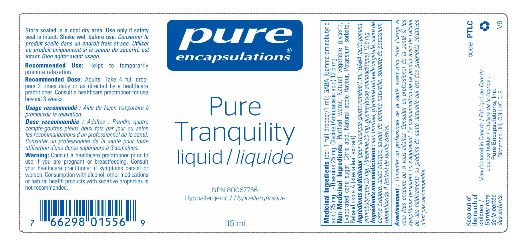 Pure Encapsulations Pure Tranquility liquid