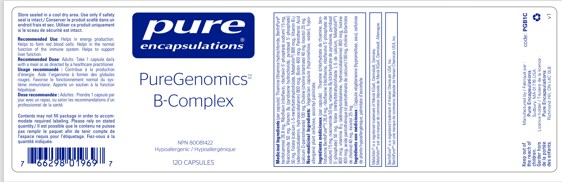 Pure Encapsulations PureGenomics™ B-Complex