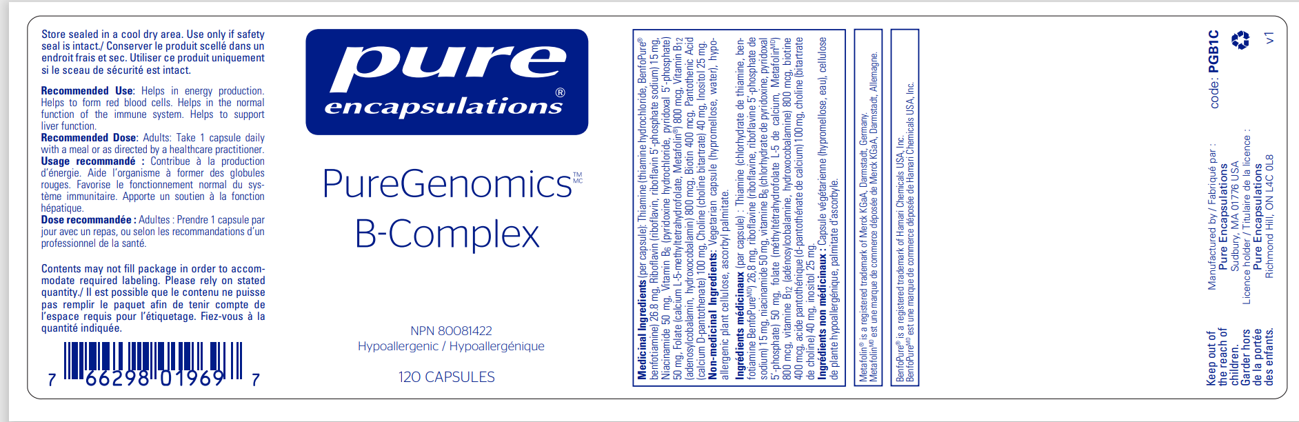 Pure Encapsulations PureGenomicsâ„¢ B-Complex