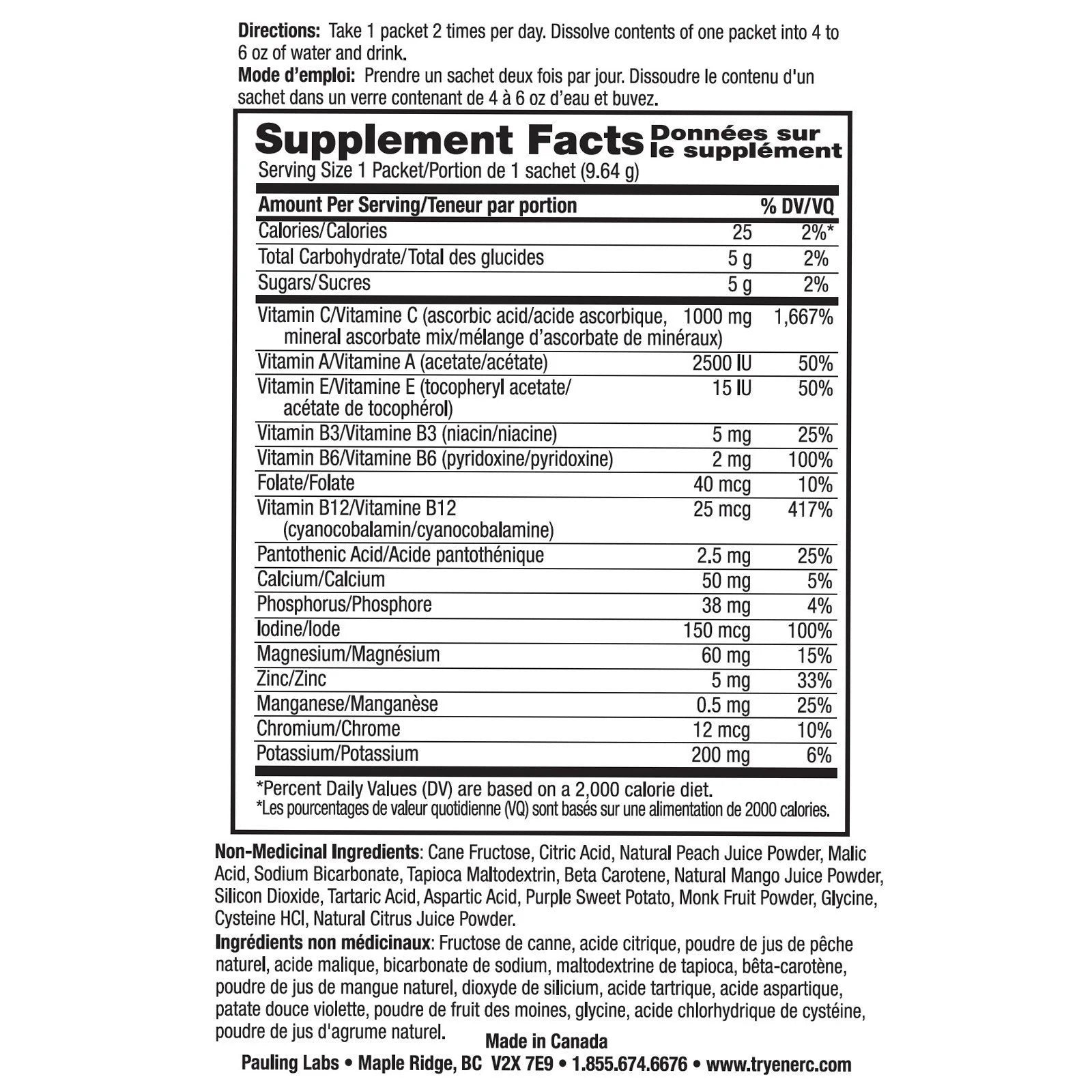 Ener-Life Ener-C 1000 mg Vitamin C Drink Mix (Flavour Options)